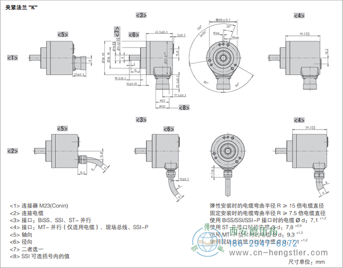 AC58-SSI-P標(biāo)準(zhǔn)光電絕對值型編碼器(夾緊法蘭K) 德國hengstler(亨士樂)編碼器