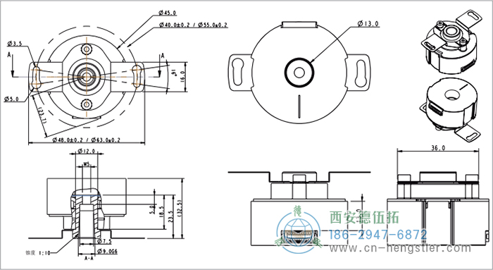 HC18空心軸電機(jī)反饋增量編碼器外形及安裝尺寸(錐軸) 德國(guó)hengstler(亨士樂)編碼器