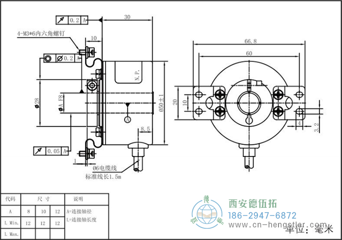 RI50輕載光電增量編碼器外形及安裝尺寸8-5 德國hengstler(亨士樂)編碼器